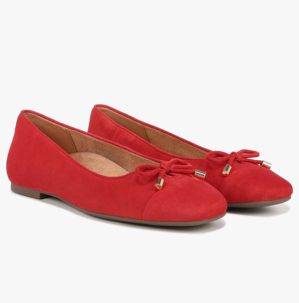 Vionic Klara Women's Ballet Flats –Red Leather